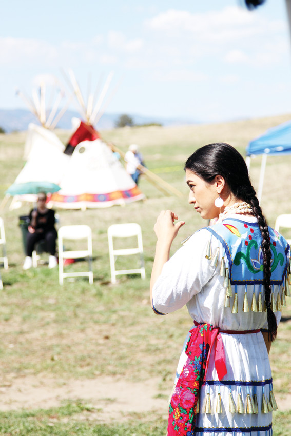 While some women showcased Native American dances, other event organizers raised tipis at the Johnson Dairy Farm near Sedalia on Sept. 8.