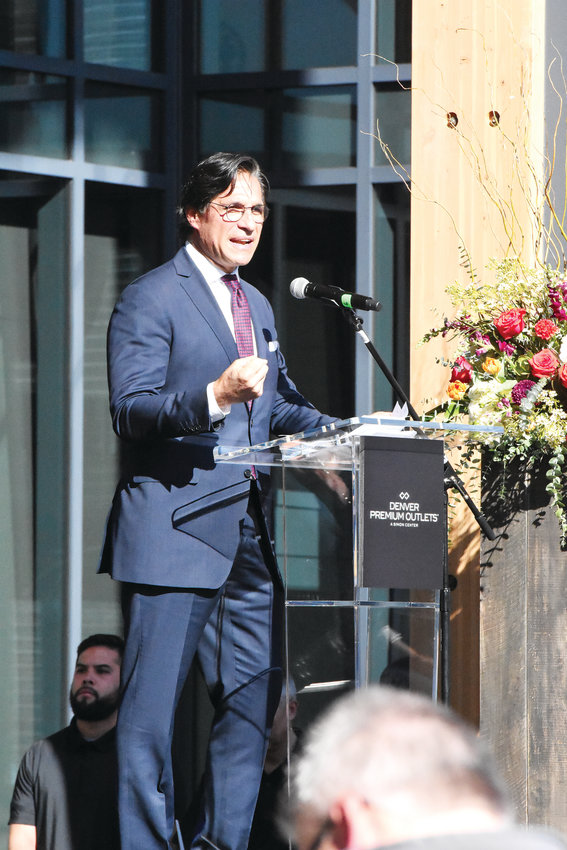 Stephen Yalof, CEO of Premium Outlets for the Simon Property Group, delivers remarks at the company’s official opening of the Denver Premium Outlets in Thornton. “I’m pretty impressed with what we’ve accomplished,” he told the crowd.