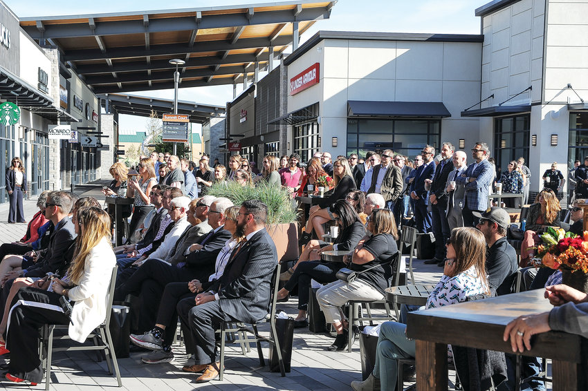 Local dignitaries comprise part of the crowd at the grand opening of Denver Premium Outlets' grand opening. The mall boasts 330,000 square feet of retail space and room for 80 retail outlet stores.