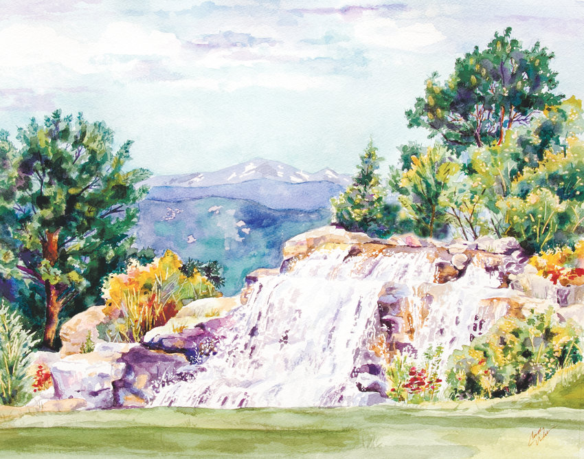 Cindy Welch painted a scene of the waterfall at Sanctuary Golf Course for an auction by Castle Rock Adventist Hospital at its benefit golf tournament.