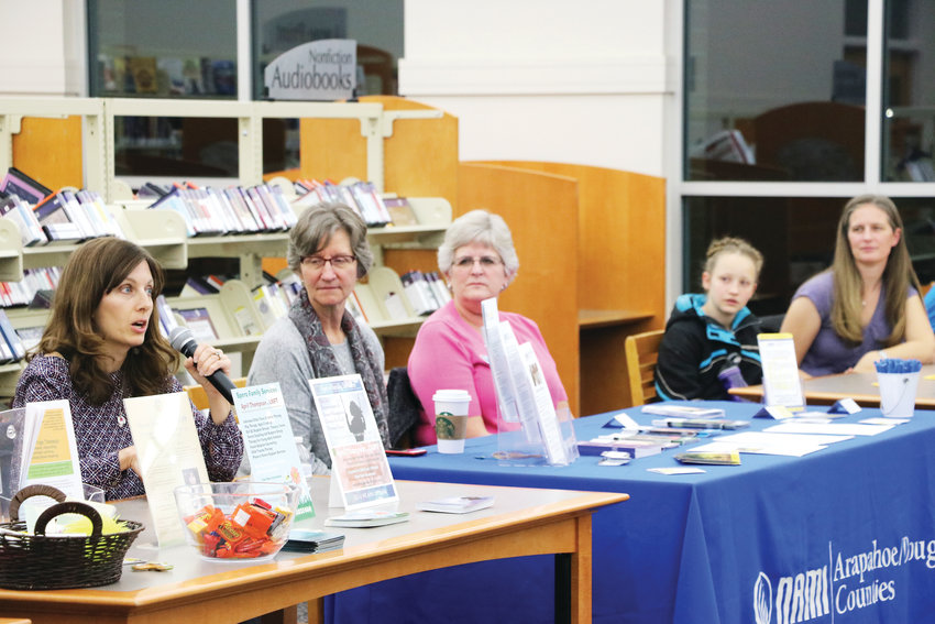 Mental health experts from private practices and local organizations, such as National Alliance on Mental Illness Arapahoe/Douglas counties and Children's Hospital Colorado, offer resources at the second Time to Talk community forum on Nov. 14 at James H. LaRue library in Highlands Ranch.