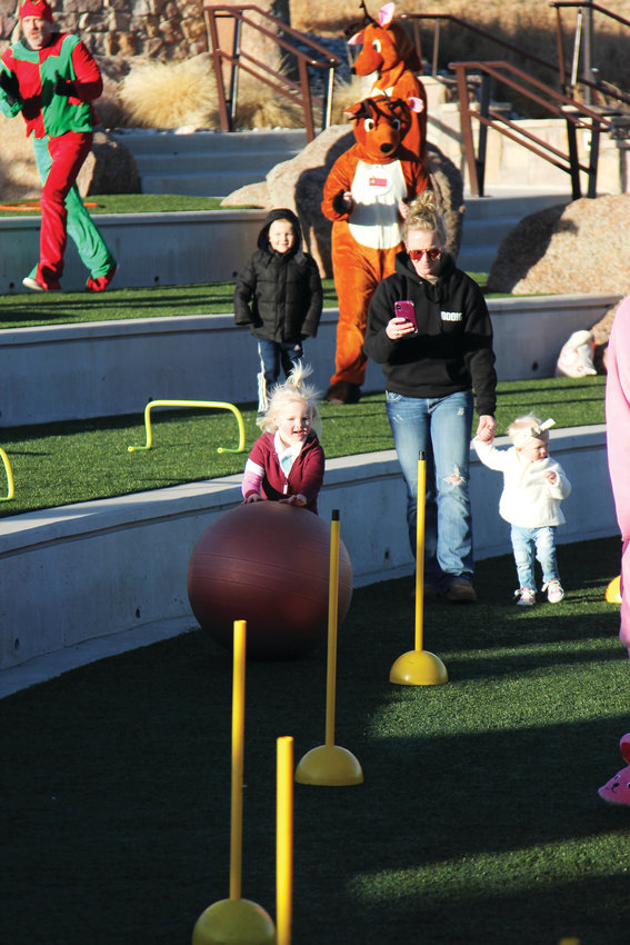 Parks and Recreation staff set up an obstacle course for children attending the Reindeer Games, in addition to train rides and the chance to visit Santa.