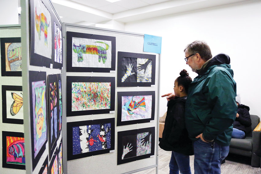 Students and adults from throughout the district came to see artwork from students at the opening reception of the 2019 Elementary Jeffco Schools Foundation Art Exhibit Feb. 22.