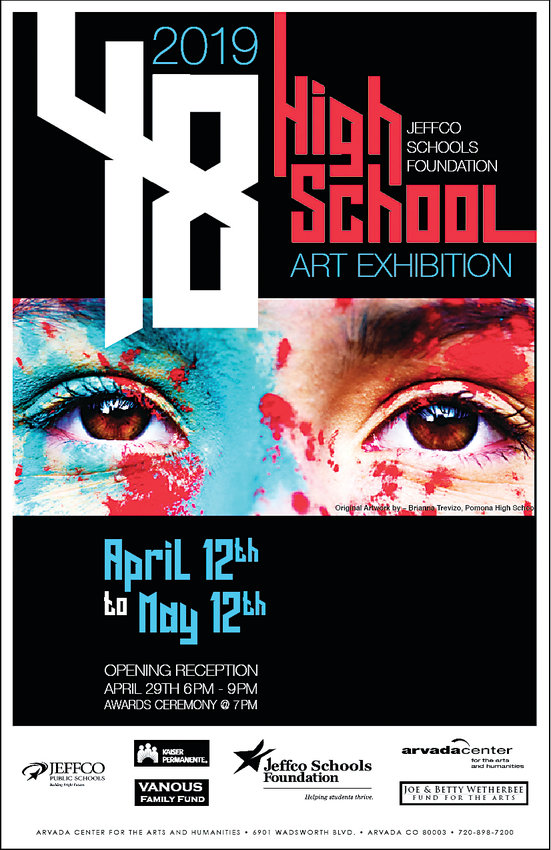 Flyer for the Jeffco high school art exhibition.