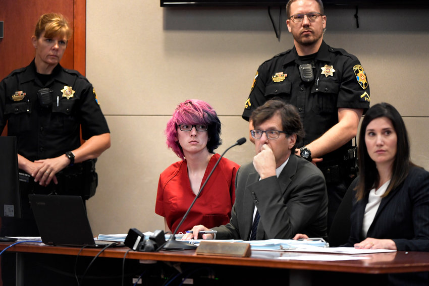 STEM School Highlands Ranch shooting suspect 18 year old Devon Erickson, facing 48 criminal charges makes a court appearance at the Douglas CountyCourthouse May 15, 2019, in Castle Rock, Colorado.