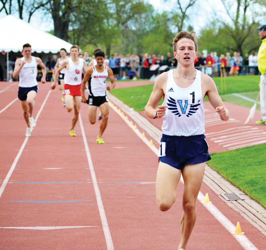 Valor Christian junior Cole Sprout won the 3,200 race on May 18 at the CHSAA Track Championships at Jeffco Stadium. Sprout also won the 1,600 race and helped the Eagles boys team capture the team title.