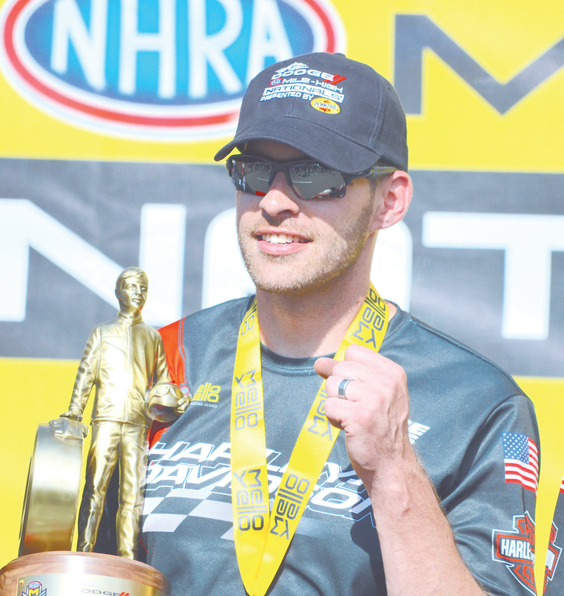 Andrew Hines defeated teammate Eddie Krawlec to capture the Pro Stock Motorcycle title July 21 at the Dodge Mile High Nationals held at Bandimere Speedway. It was his 54th career win, sixth of the season and fifth at the Mile High Nationals.