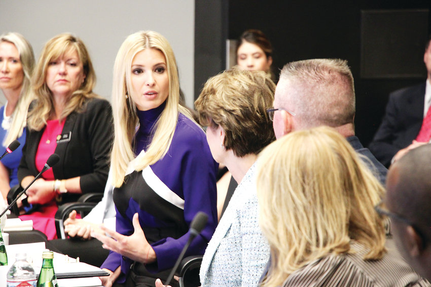White House adviser and President Trump's daughter Ivanka Trump, left, meets with Lockheed Martin officials for a workforce development discussion on July 22.