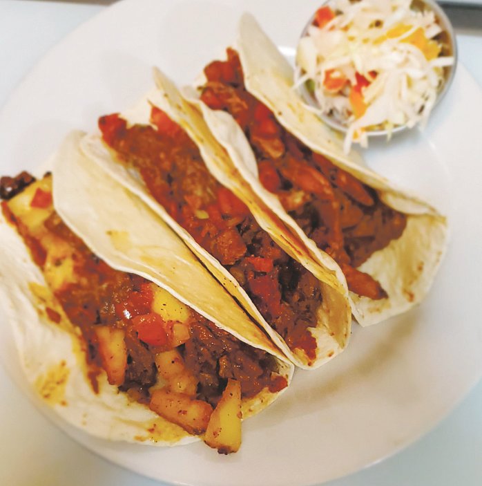 Reggae Fusion Tacos from Marcia and Joe’s Kitchen, a Jamaican food specialty food truck.
