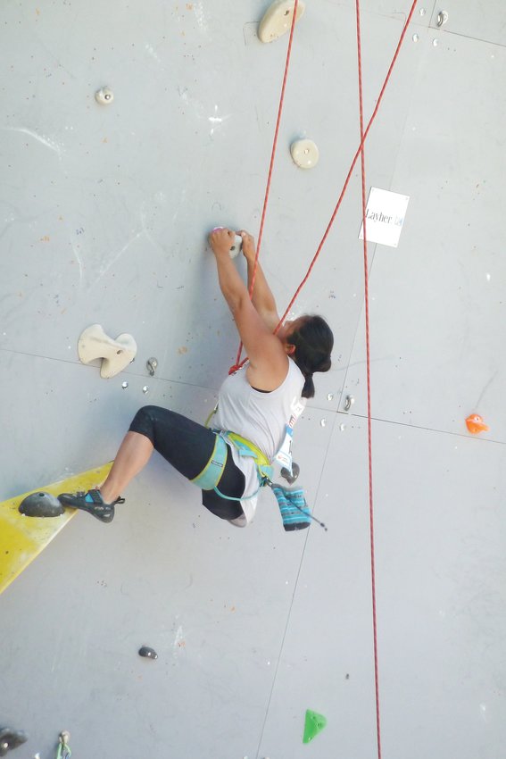 Golden resident Jess Sporte climbs at the 2019 Paraclimbing World Championships in France. Sporte got involved with adaptive climbing nonprofit Paradox Sports in 2015, where she has honed her climbing skills both casually and competitively after undergoing a leg amputation during her childhood.