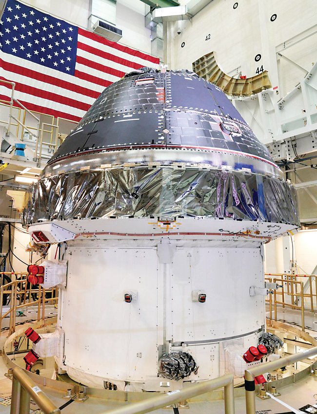 A finished Orion capsule prepped for the first Artemis Program mission sits at Florida's Kennedy Space Center. The spacecraft, largely designed at Lockheed Martin's Jefferson County facility, could return astronauts to the moon in coming years. NASA recently finalized a contract for up to 12 spacecraft.