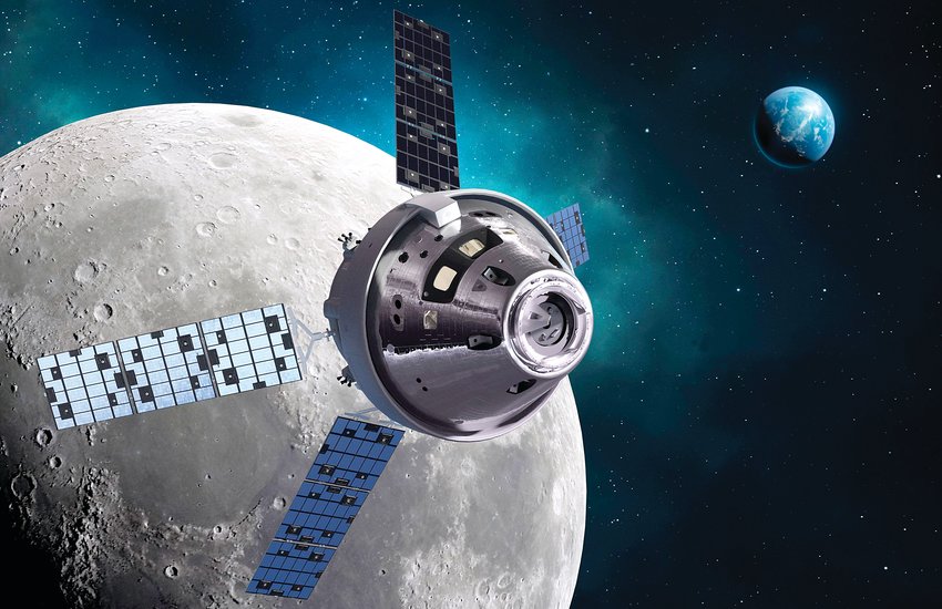 An Orion spacecraft orbits the moon in an artist's rendering. NASA recently finalized a contract for up to 12 Orion capsules from Lockheed Martin, where Littleton-based engineers have done much of the design and testing on the craft that could return astronauts to the moon in coming years.