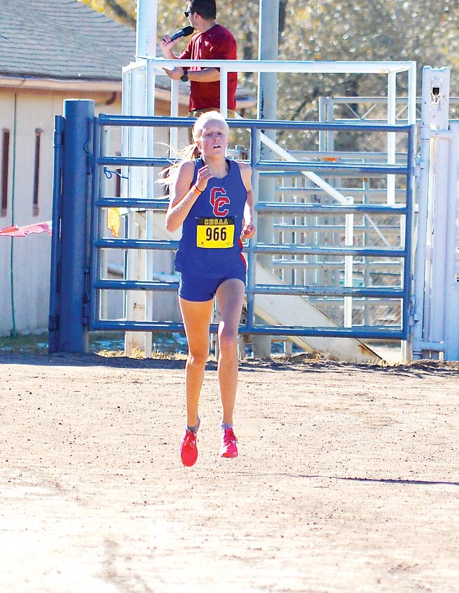 Cherry Creek sophomore Riley Stewart won the 5A individual race on Oct. 26 at the CHSAA state cross country championships held at the Norris Penrose Events Center in Colorado Springs. She recorded a time of 18:12.3 and helped the Bruins finish second behind state team champion Arapahoe.