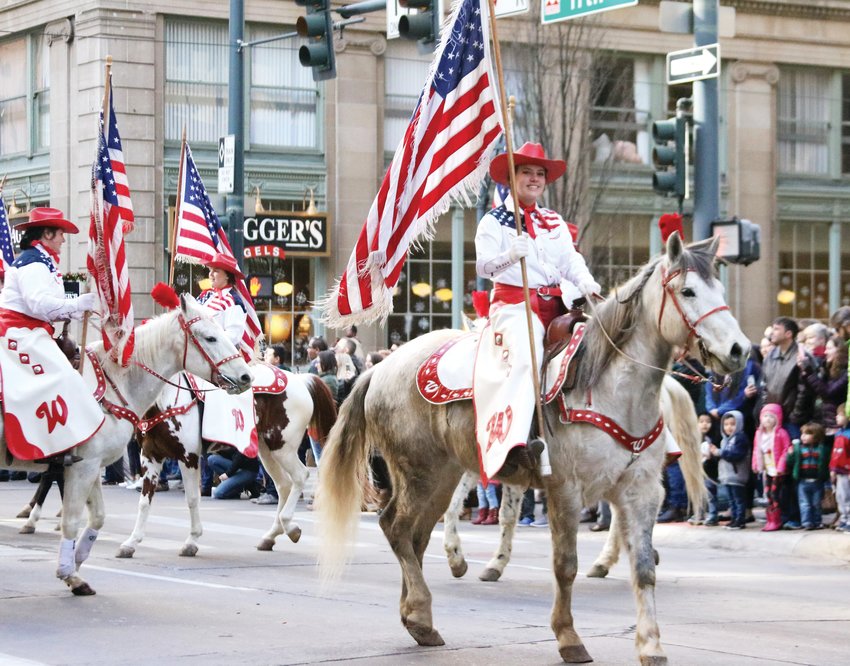The Westernaires, a youth equestrian organization based in Jefferson County, perform during the Stock Show Kick-off Parade in downtown Denver on Jan. 9.