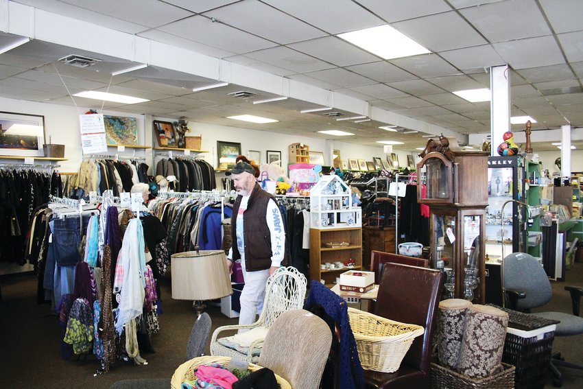 The inside of Treasure Trunk Community Thrift Store. Rebekah Hawthorne, the store's manager, said the store had a pair of vintage handmade spurs come in this month that resold for $500.