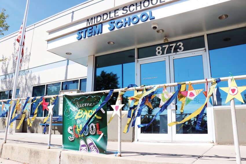 Students were welcomed back to STEM School Highlands Ranch on Aug. 7, 2019, with hundreds of stars, handpainted with words of encouragement.