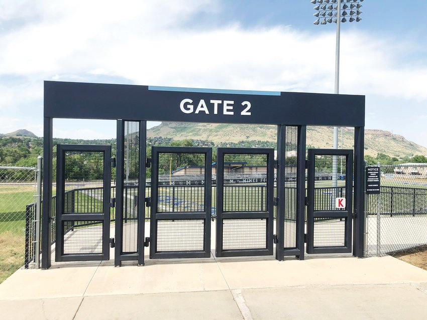 A closed gate at Marv Kay stadium.