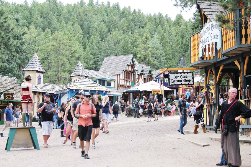 The Colorado Renaissance Festival, pictured here in 2019, is located near Larkspur in a permanent village built for the event.