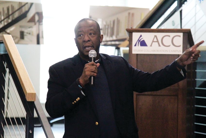 In an August 2019 photo, Douglas County schools Superintendent Thomas Tucker speaks at the grand opening of the Arapahoe Community College Sturm Collaboration Campus.