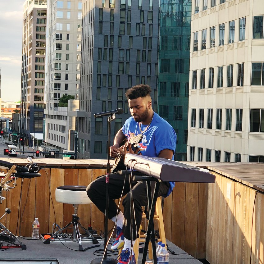 Adiel Mitchell performs on July 10 for B-Side Music Fridays, the Museum of Contemporary Art Denver’s summer rooftop concert series. This year, through a partnership between the museum and Colorado Public Radio’s Indie 102.3, the concert series is being presented virtually.
