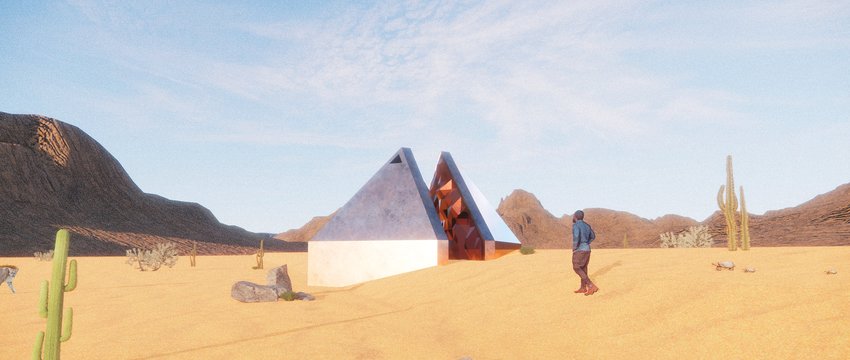“Occhiolism,” the winning entry in the Museum of Outdoor Arts Design and Build Competition, is proposed as a home in the Sonoran Desert of southwestern Arizona.