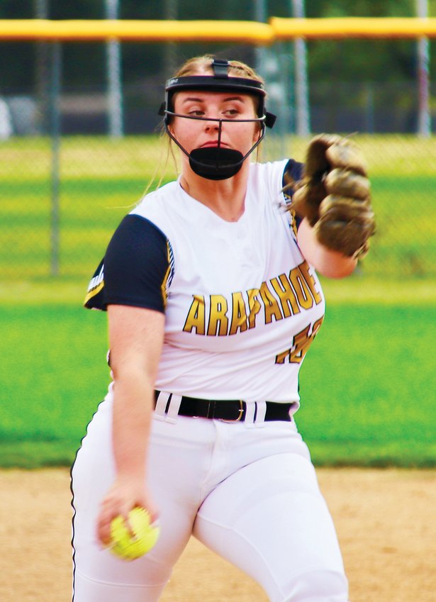 Arapahoe junior pitcher Shayna Groosman allowed only five hits but was saddled with a 7-0 loss to Cherry Creek in an Aug. 24 Centennial League softball game played at Arapahoe.