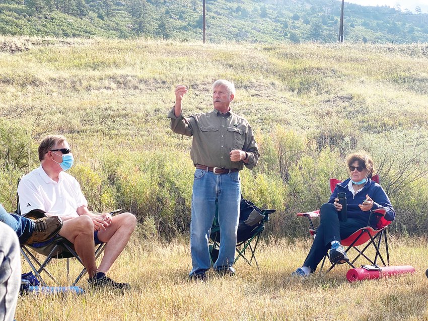 Ron Claussen, head naturalist for Castlewood Canyon State Park, speaks to a group of soon-to-be volunteer ambassadors for Douglas County Open Space Aug. 29. Claussen led a crash course on Leave No Trace.