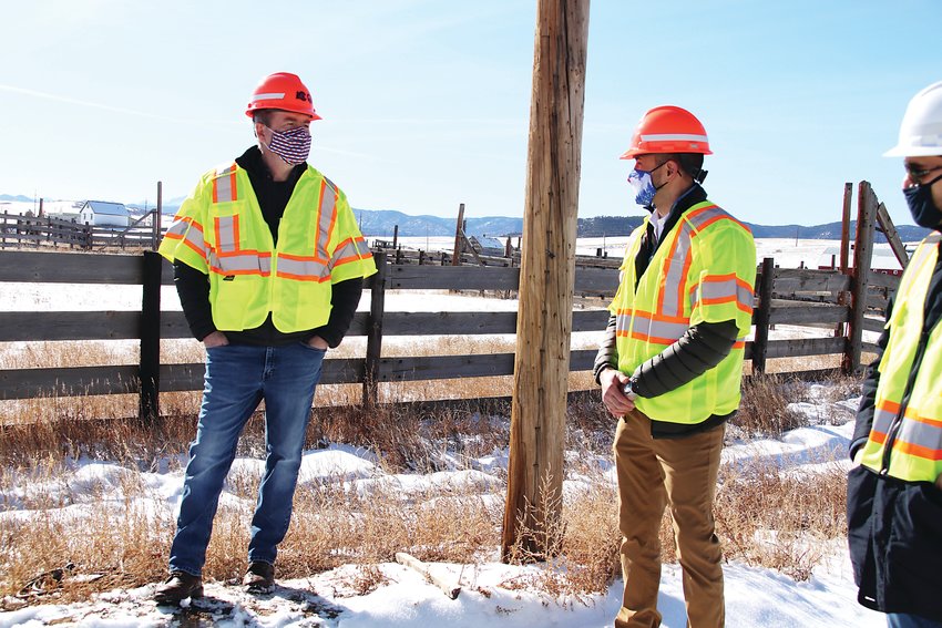 Sen. Michael Bennet, left, visited Douglas County Jan. 11 and learned about Sandstone Ranch and the I-25 gap project.