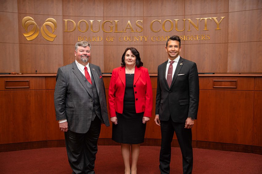 From left, Commissioners George Teal, Lora Thomas and Abe Laydon