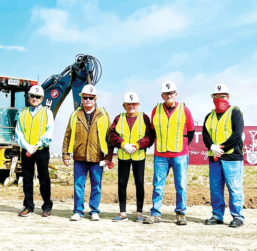 A construction crew poses at the groundbreaking of AFPD Station 9 on April 24.