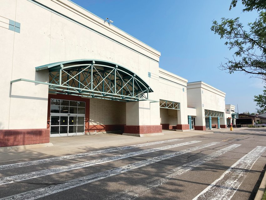 Former Albertsons and Petco locations stand vacant at a strip mall at South University Boulevard and Dry Creek Road.