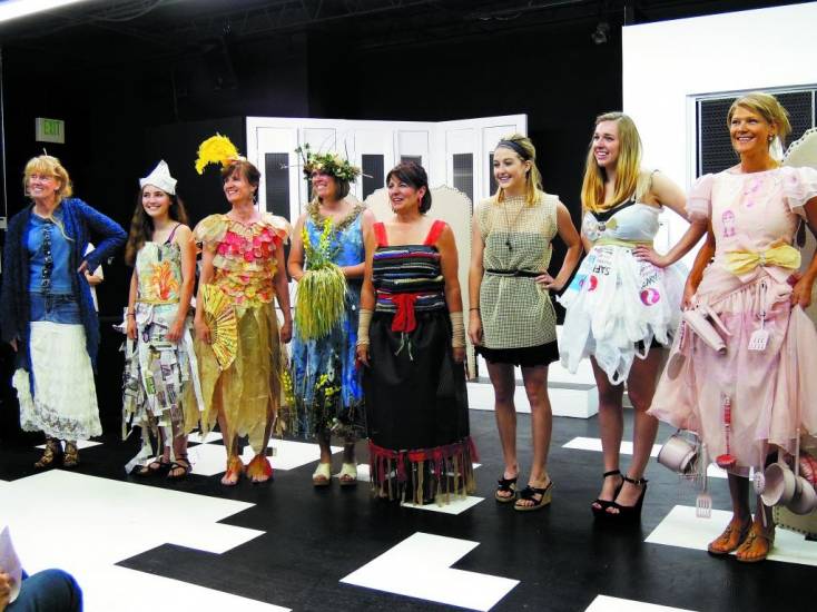 Participants in the 40 West INSPIRE! week’s first-ever recycled art exhibit and “trash” fashion show.