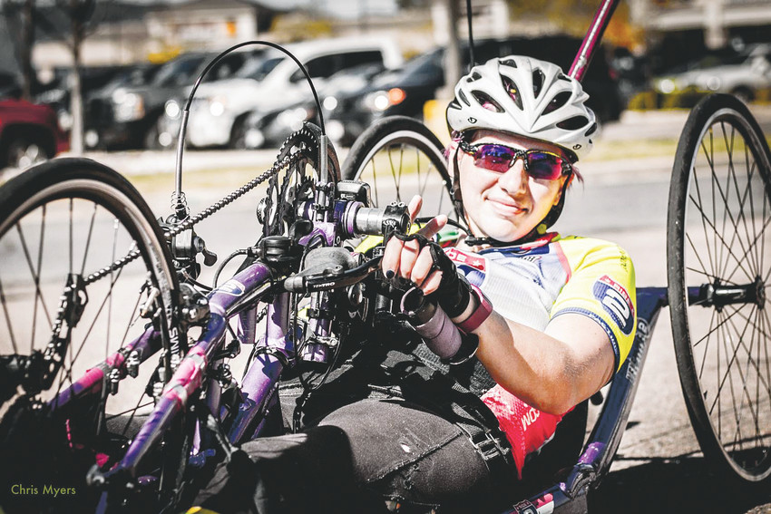 Velette Britt, 29, is a competitive hand cyclist and avid skier. She is one of five U.S. armed forces veterans that Colorado School of Mines students are working with through the nonprofit organization Quality of Life Plus (QL+).