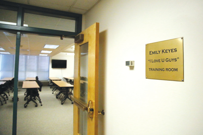The training room at the DeAngelis Center was dedicated to Emily Keyes, who died during the Platte Canyon High School hostage situation in 2006.