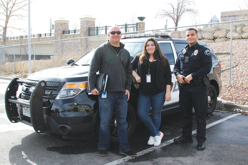 Members of the Castle Rock Community Response Team are, from left, clinician Troy Thompson, case manager Leandra Montoya and Castle Rock police Officer Marcos Whyte. The three dispatch to calls together when an incident is identified as involving a mental health issue.