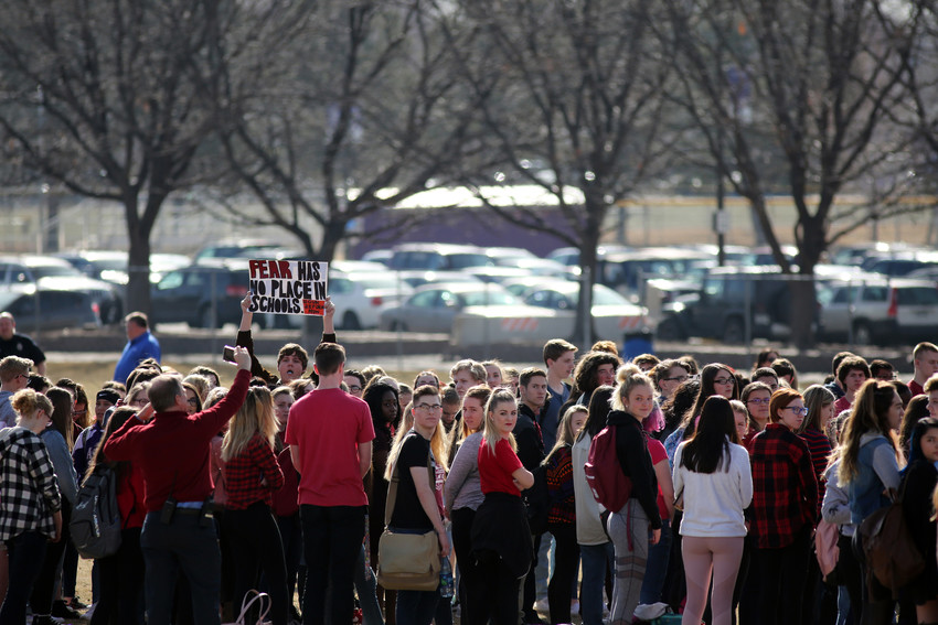 The #Enough walkout at Arvada West High was held on campus to ensure student safety.