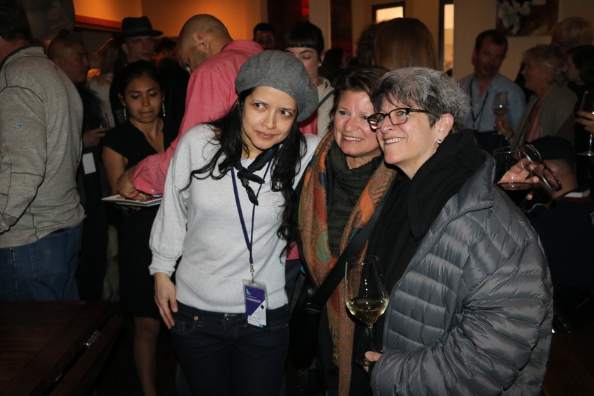 Director Luz Zamora, left, whose documentary “De Colores,” is showing at the Vail Film Festival, visits with Robin Kampf, director of "Love Wins," right, at La Tour.