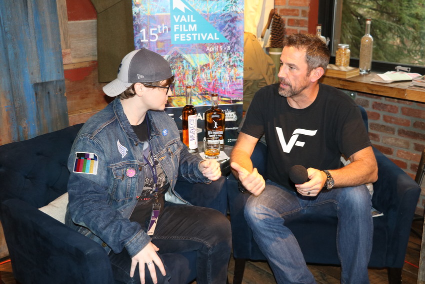 Savannah Rodgers, director of the short documentary "Dragtivists," speaks to film festival host Bill LeVasseur about the film at 10th Mountain Whiskey.