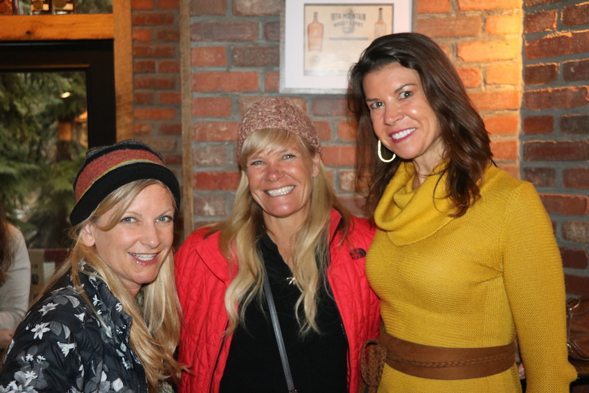 Screenwriter Rashel Mereness, left, and friends tracy Jones and Melissa Maffhey at the filmmaker reception at 10th Mountain Whiskey.