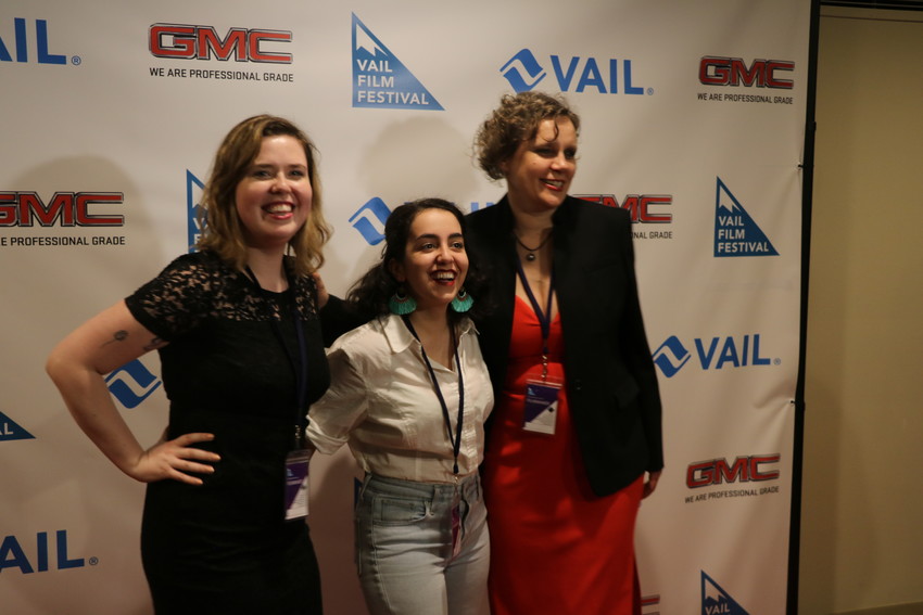 Members of the team behind the short film, "The Invaders." From left, producer Carrie Radigan, lead actor Isra Elsalihie, and producer Claudia Murdoch.