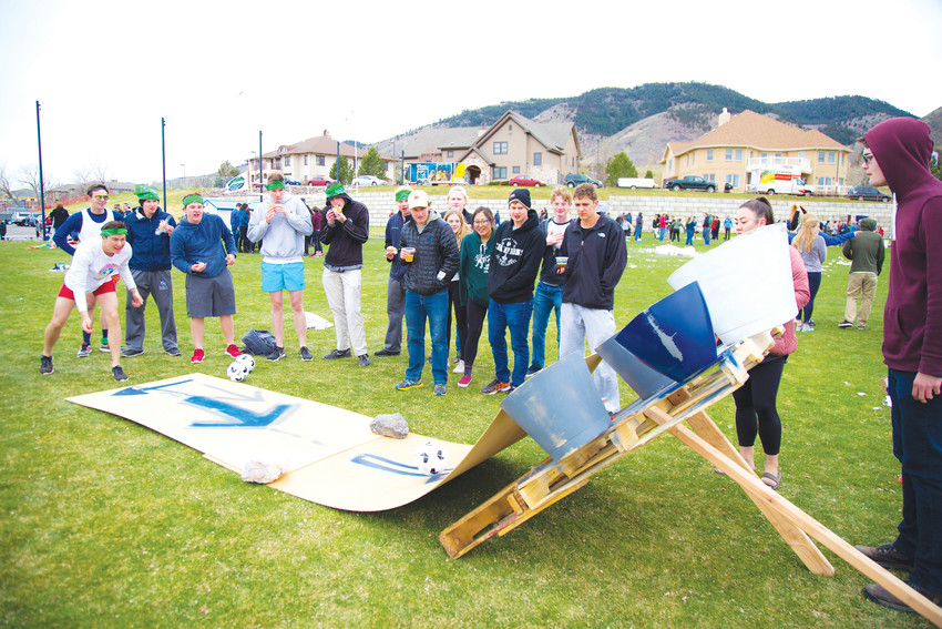 School of Mines students and guests enjoyed a variety of games at the April 13 field day, including beanbag tossing and a trebuchet (type of catapult) competition.