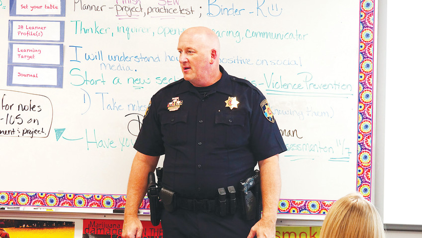 Deputy Jay Martin teaches a Y.E.S.S. class at a Douglas County high school. The program is a partnership between the school district and the Douglas County Sheriff’s Office.