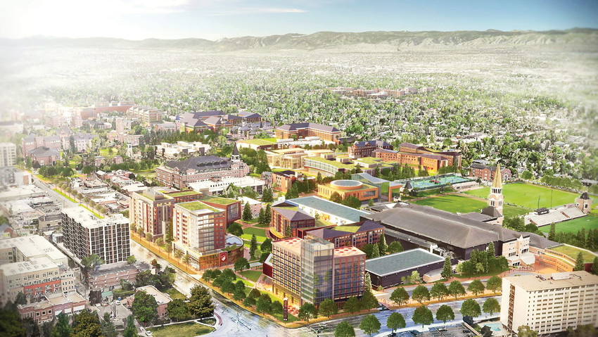 A rendering of what campus could look like when projects from the Denver Advantage Campus Framework Plan are finished.