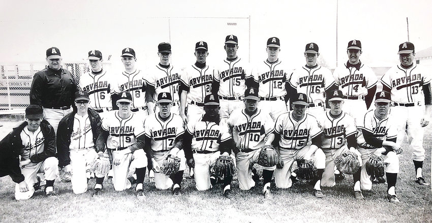 Arvada High School’s 1964 state championship baseball team was coached by Irv Brown, top row far left. Steve Bell, bottom row second from the right, was a junior on the squad that won the school’s first ever team state title. The memorial service for Irv Brown will be held Saturday, Feb. 16, at United Methodist Church in Broomfield.