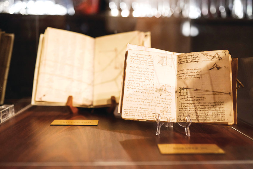 The “Leonardo da Vinci: 500 Years of Genius” exhibit features replicas of da Vinci's codicies, which are collections of his books, notes, sketches, designs and more.