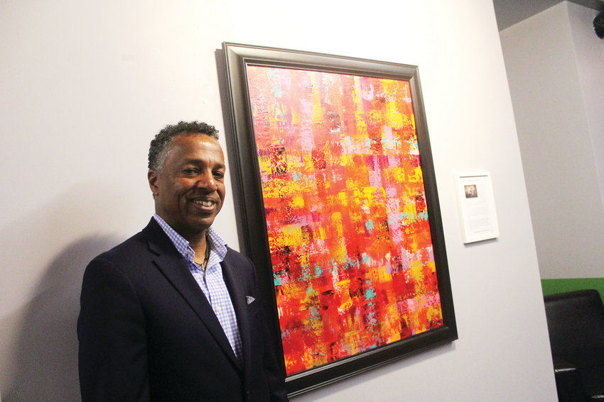 James Holmes, 56, found a new passion for painting abstract art following a serious neck and head injury last year. His first art show is currently on display at the Deep Space Lounge in downtown Parker.