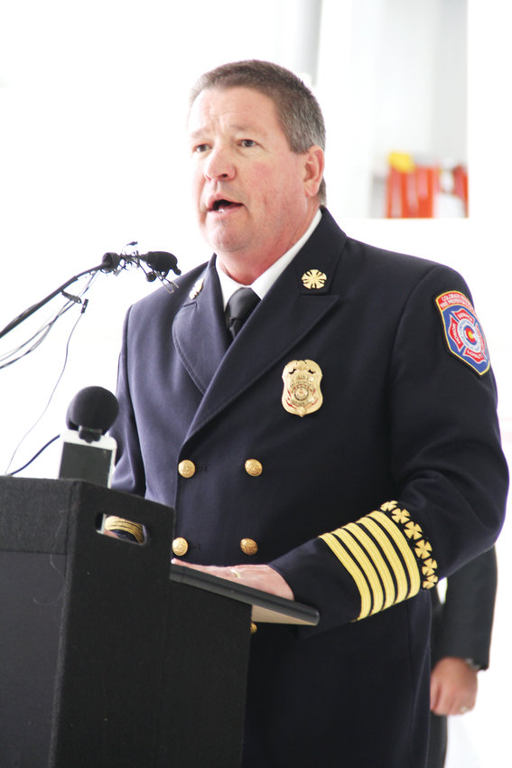 Mike Morgan, director of the Colorado Division of Fire Prevention and Control, speaks May 7 at Centennial Airport as part of the state’s 2019 wildfire outlook. Morgan’s office oversees nearly all state-level fire suppression, certification, inspection, and fire-related research programs, according to its website.