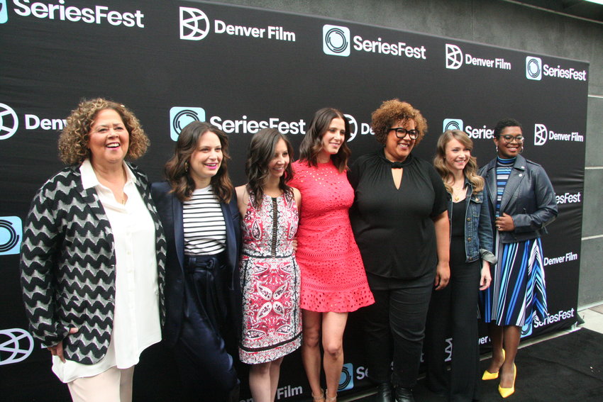 From left, actress Anna Deavere Smith, actress Katie Lowes, SeriesFest co-founder Randi Kleiner, SeriesFest co-founder Kaily Smith Westbrook, Shondaland Director of short form content Akua Murphy, Shondaland Head of fiction and non-fiction Alison Eakle and Buzzfeed's Ashley Ford gathered for the Shondaland 2.0 Panel on June 23.