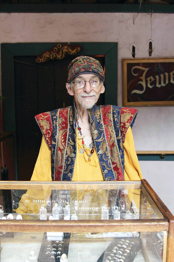 Da’oud Thompson sells jewelry and wedding bands at the Colorado Renaissance Festival in Larkspur. He sells at festivals across the country and has worked at the Larkspur festival for decades.