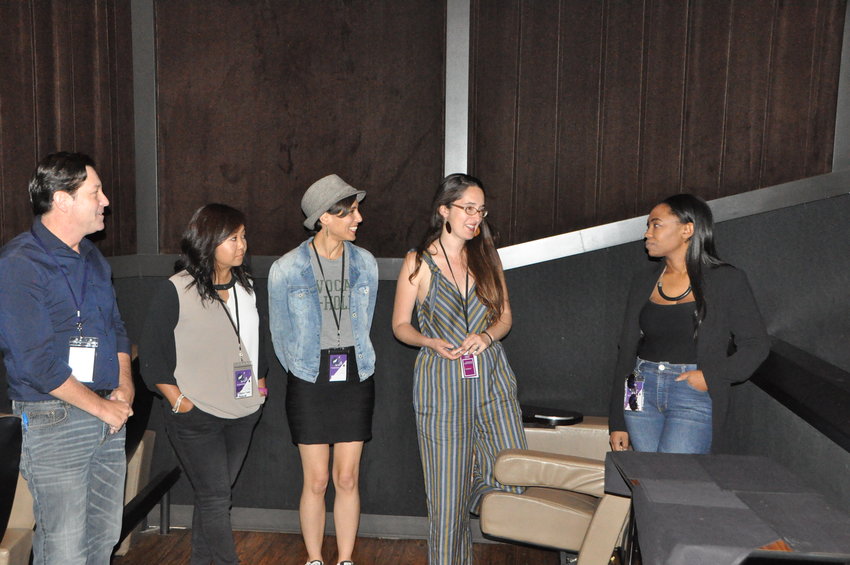 RJ Wagner leads a post-screening discussion with the team behind "Bring Me An Avocado." From left, co-producer Natasha Chee, producer Bianca Beyrouti, writer/director Maria Mealla and actor Candace Roberts.